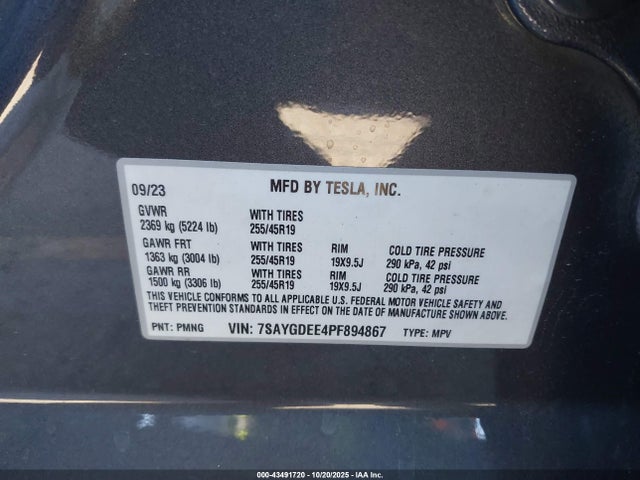 2023 TESLA MODEL Y 7SAYGDEE4PF894867 Photo 8