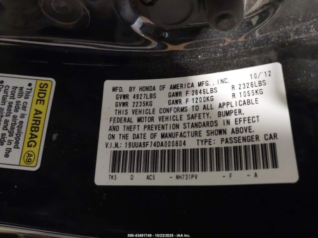 2013 ACURA TL 19UUA9F74DA000804 Photo 8