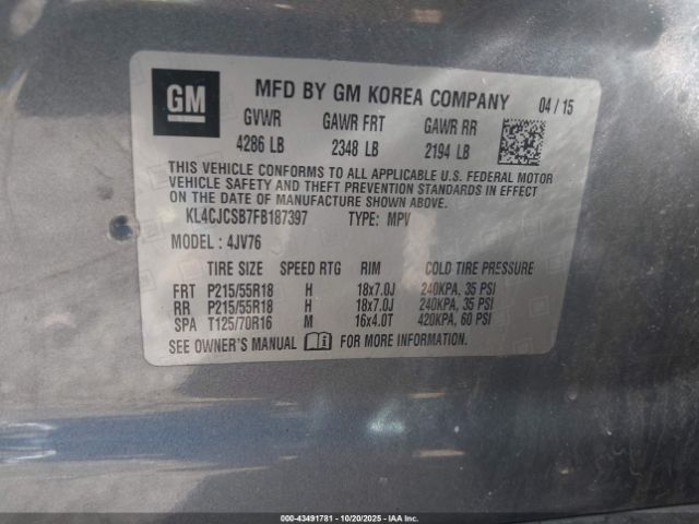 2015 BUICK ENCORE KL4CJCSB7FB187397 Photo 8