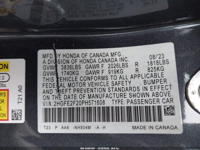 Honda Civic Lx 2023 2HGFE2F20PH571608 Image 9