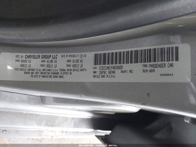 1C3CCCAB1FN633029 Chrysler 200