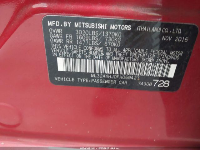 2015 MITSUBISHI MIRAGE ML32A4HJ0FH059427 Photo 8