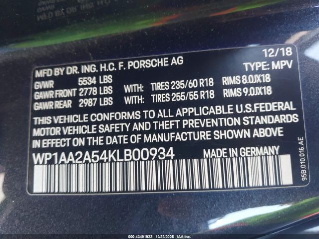 2019 PORSCHE MACAN WP1AA2A54KLB00934 Photo 8