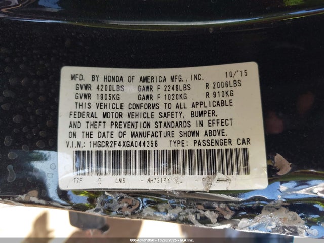 1HGCR2F4XGA044358 Honda ACCORD LX