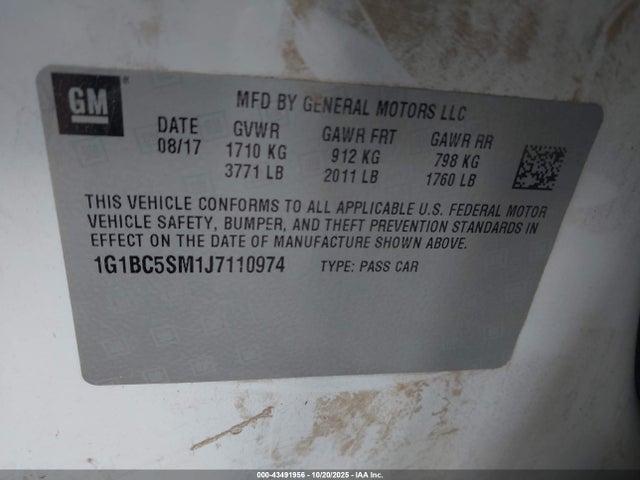 1G1BC5SM1J7110974 Chevrolet Cruze Ls Auto
