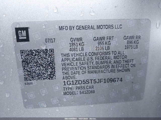 Chevrolet MALIBU LT 2018 1G1ZD5ST5JF109674 Image 9