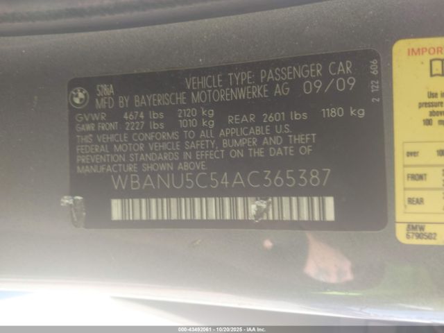 2010 BMW 528I WBANU5C54AC365387 Photo 8