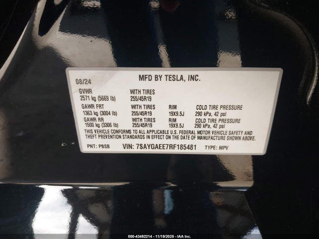 2024 TESLA MODEL Y 7SAYGAEE7RF185481 Photo 8