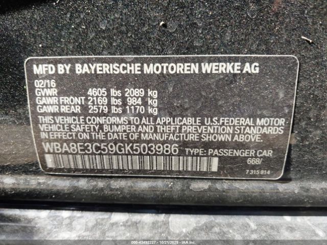 2016 BMW 328I WBA8E3C59GK503986 Photo 8