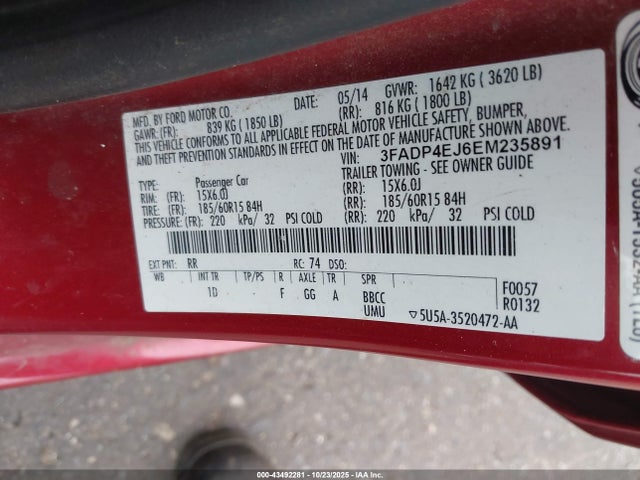 Ford FIESTA SE 2014 3FADP4EJ6EM235891 Image 9