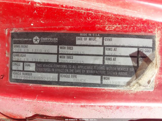 1987 DODGE D-SERIES 1B7FD04T4HS524500 Photo 8