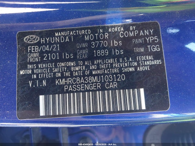 2021 HYUNDAI VENUE KMHRC8A38MU103120 Photo 8