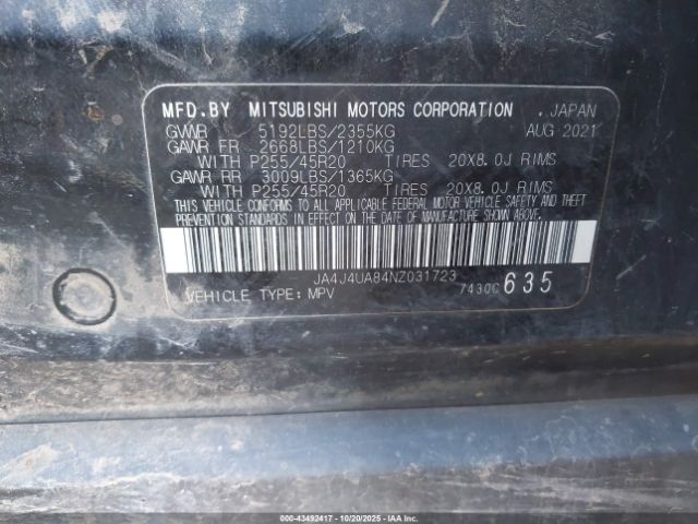 2022 MITSUBISHI OUTLANDER JA4J4UA84NZ031723 Photo 8