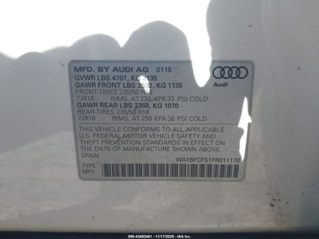 2015 AUDI Q3 WA1BFCFS1FR011170 Photo 8