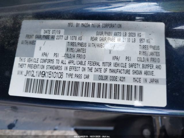 2019 MAZDA MAZDA6 JM1GL1VM9K1510108 Photo 8