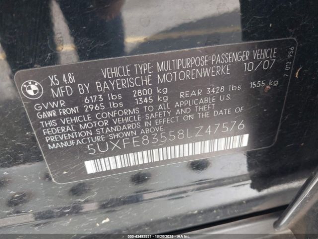 2008 BMW X5 5UXFE83558LZ47576 Photo 8