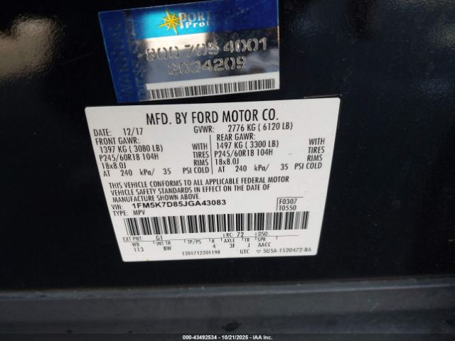 2018 FORD EXPLORER 1FM5K7D85JGA43083 Photo 8
