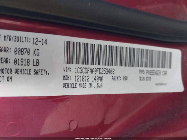 2015 DODGE DART 1C3CDFAA0FD253403 Photo 8