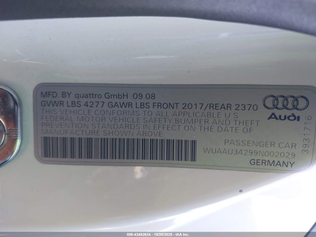 2009 AUDI R8 WUAAU34299N002029 Photo 8