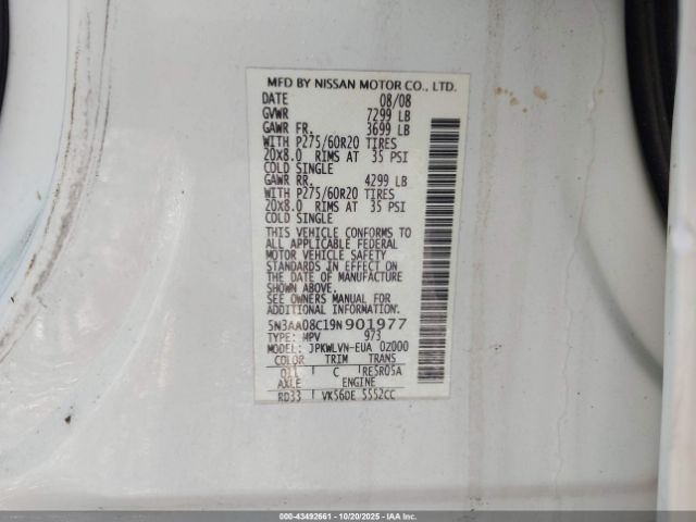 2009 INFINITI QX56 5N3AA08C19N901977 Photo 8