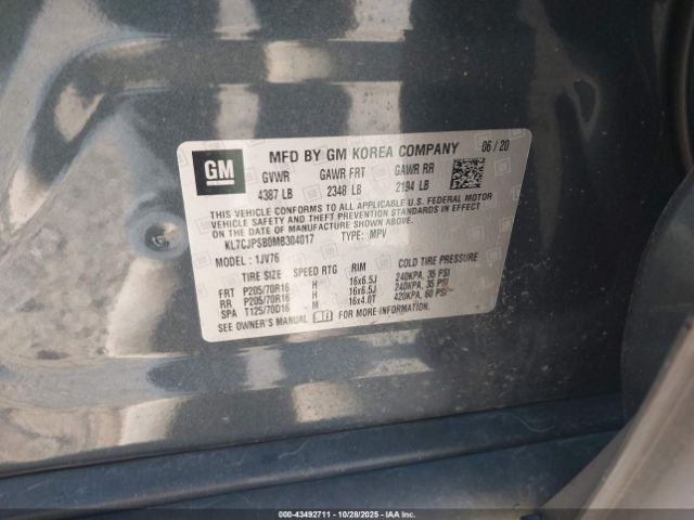 2021 CHEVROLET TRAX KL7CJPSB0MB304017 Photo 8