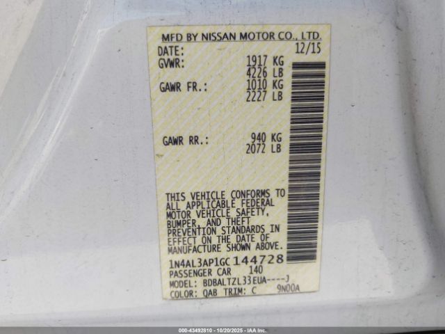 2016 NISSAN ALTIMA 1N4AL3AP1GC144728 Photo 8