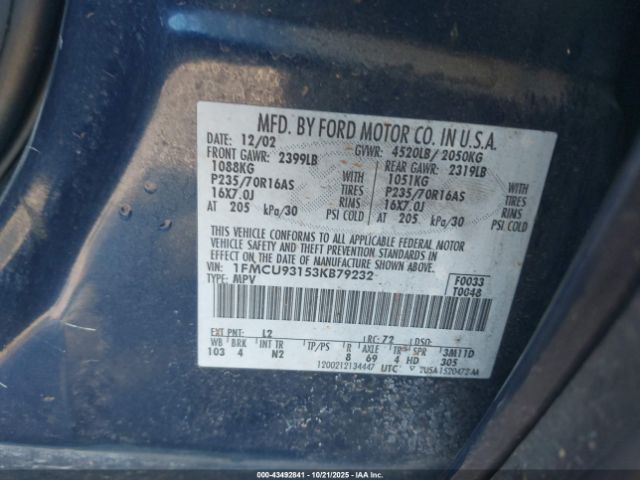 2003 FORD ESCAPE 1FMCU93153KB79232 Photo 8