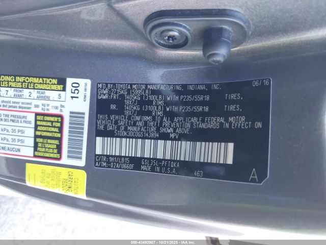 2016 TOYOTA SIENNA 5TDDK3DC0GS143894 Photo 8