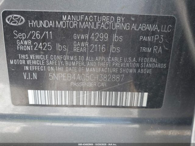 2012 HYUNDAI SONATA 5NPEB4AC5CH382887 Photo 8