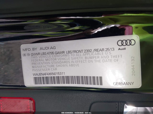2019 AUDI A4 WAUENAF4XKN015311 Photo 8