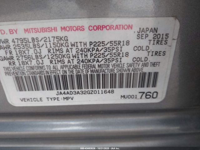 2016 MITSUBISHI OUTLANDER JA4AD3A32GZ011648 Photo 8