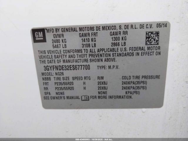 2014 CADILLAC SRX 3GYFNDE32ES677700 Photo 8