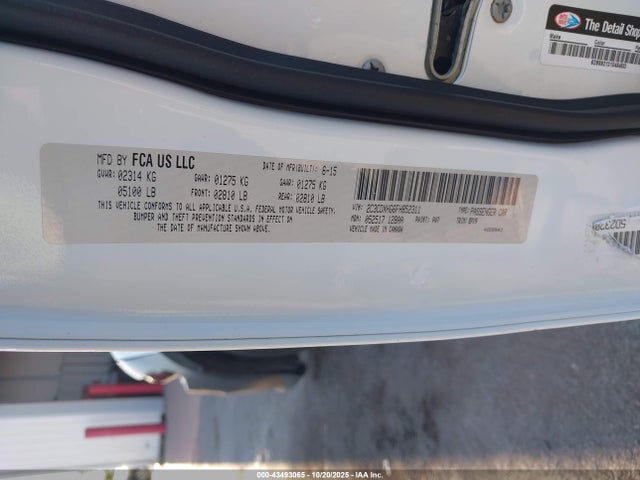 43493065 :رقم المزاد ، 2C3CDXHG6FH852311 vin ، 2015 Dodge Charger Sxt مزاد بيع