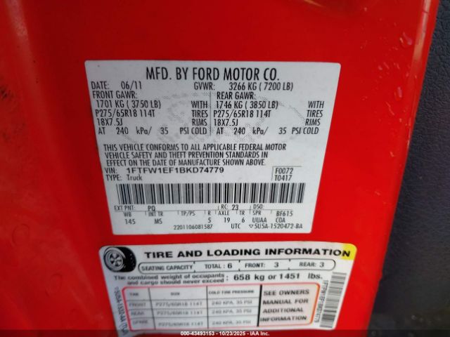 2011 FORD F-150 1FTFW1EF1BKD74779 Photo 8