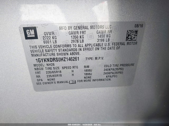 2017 CADILLAC XT5 1GYKNDRS0HZ146261 Photo 8