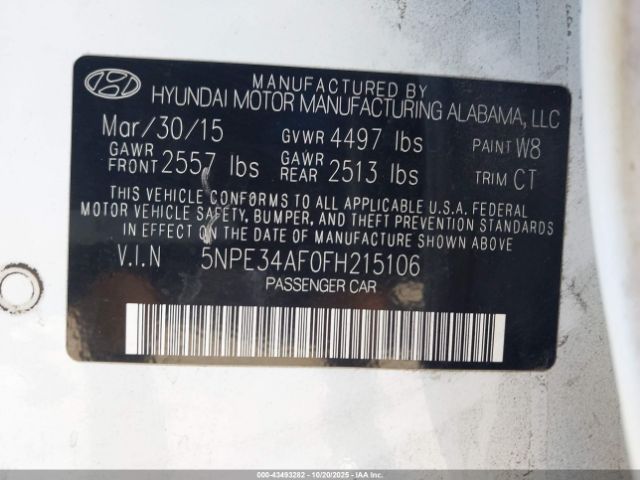 2015 HYUNDAI SONATA 5NPE34AF0FH215106 Photo 8