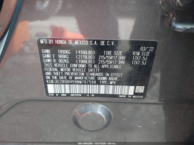 2022 HONDA HR-V 3CZRU6H59NM767598 Photo 8