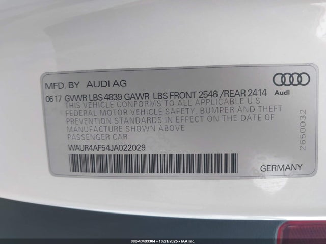 Aukcja sprzedaży 2018 Audi S5 3.0t Premium Plus, vin: WAUR4AF54JA022029, numer aukcji: 43493304