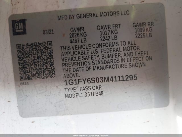 2021 CHEVROLET BOLT EV 1G1FY6S03M4111295 Photo 8