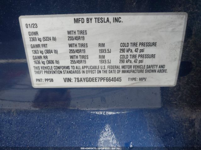 2023 TESLA MODEL Y 7SAYGDEE7PF664045 Photo 8