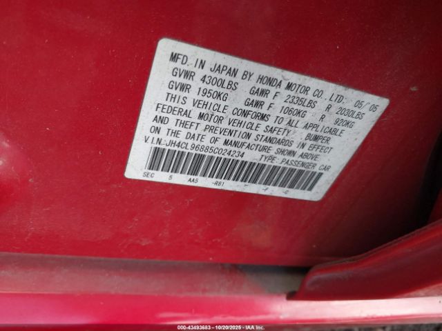 2005 ACURA TSX JH4CL96885C024234 Photo 8