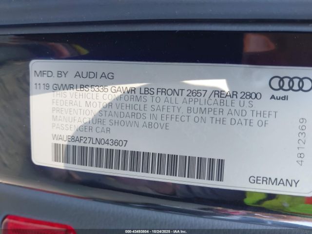 2020 AUDI A6 WAUE8AF27LN043607 Photo 8