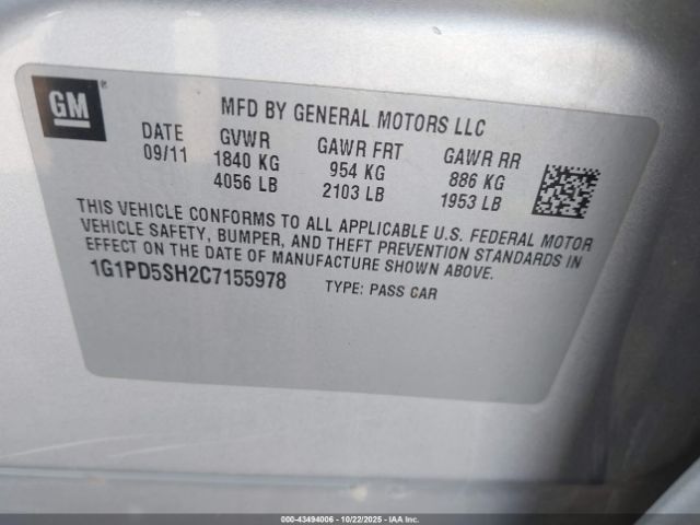 2012 CHEVROLET CRUZE 1G1PD5SH2C7155978 Photo 8