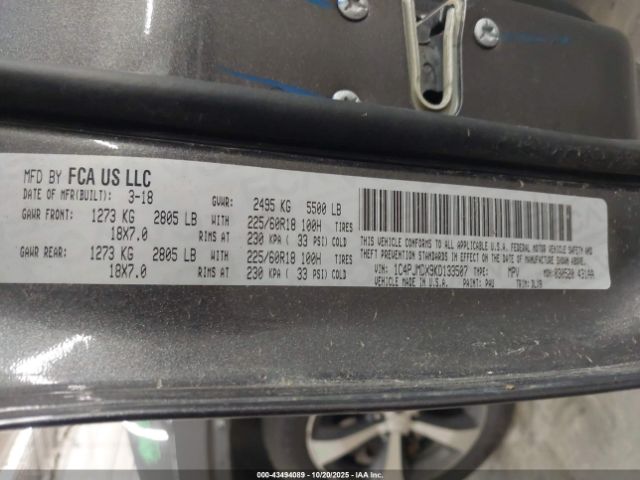 2019 JEEP CHEROKEE 1C4PJMDX9KD133507 Photo 8