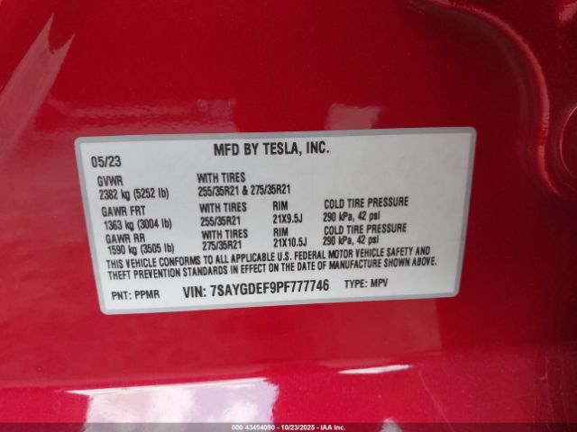 2023 TESLA MODEL Y 7SAYGDEF9PF777746 Photo 8