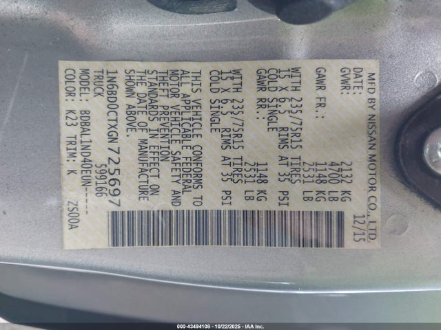 2016 NISSAN FRONTIER 1N6BD0CTXGN725697 Photo 8