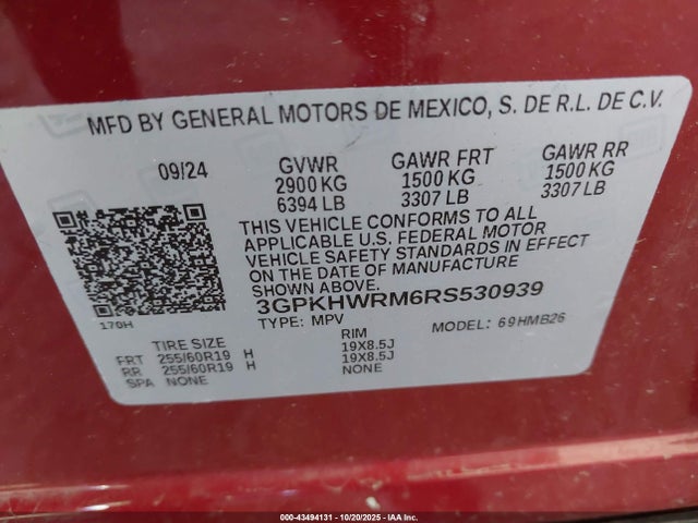 3GPKHWRM6RS530939 Honda Prologue Touring