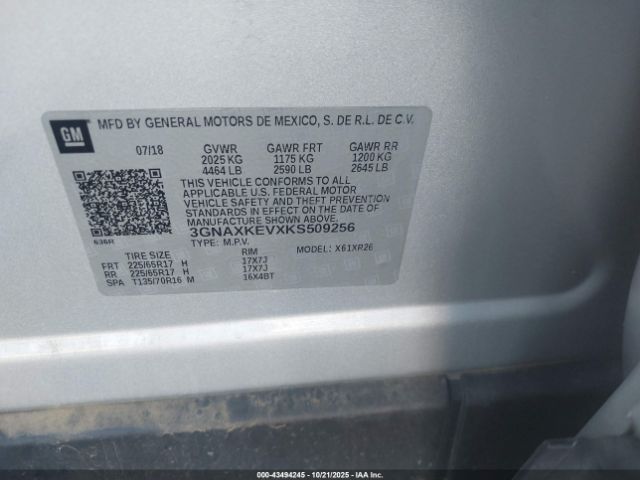 2019 CHEVROLET EQUINOX 3GNAXKEVXKS509256 Photo 8