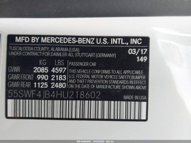 Mercedes-Benz m274 2017 55SWF4JB4HU218602 Image 9