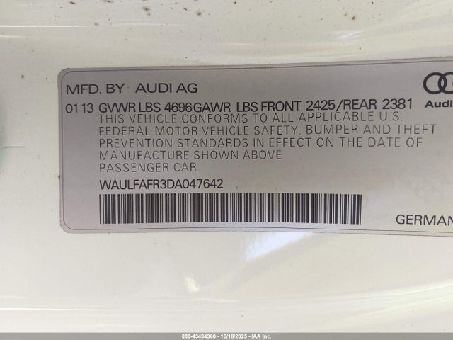 2013 AUDI A5 WAULFAFR3DA047642 Photo 8